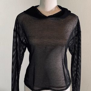Black mesh hoodie